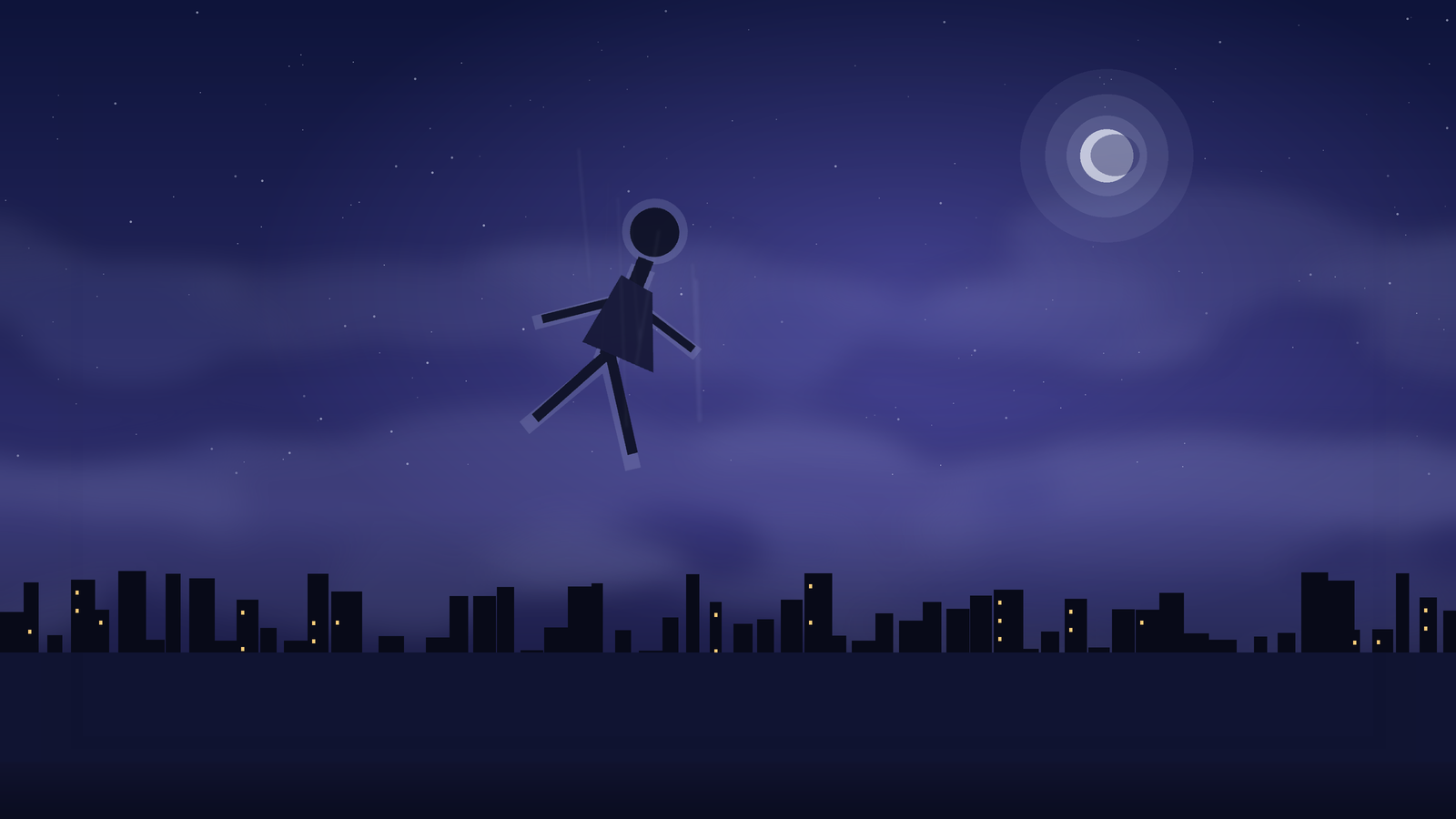 落ちる夢の意味を表す、夜空の中で落ちていく人物のシルエット